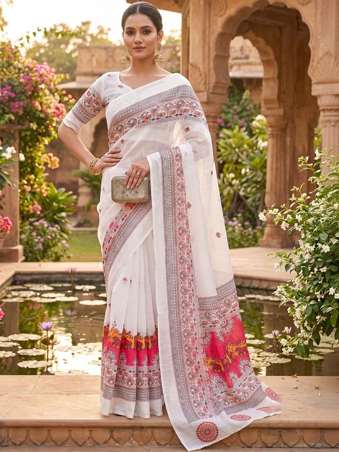 elora Woven Design Fusion Chanderi Saree - view 1