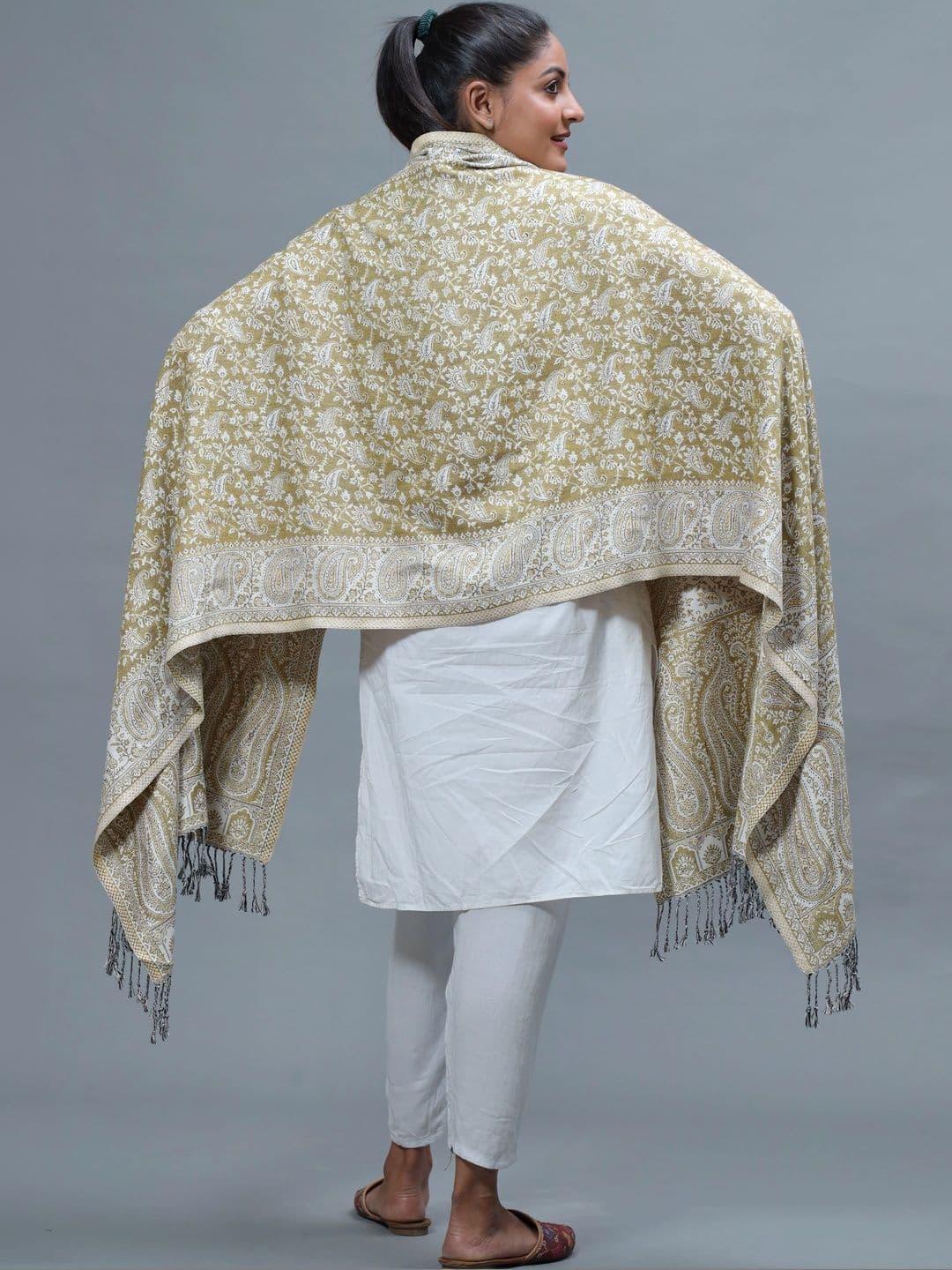 S.T. Women Ethnic Motifs Woven Design Acrylic Shawl thumbnail 5