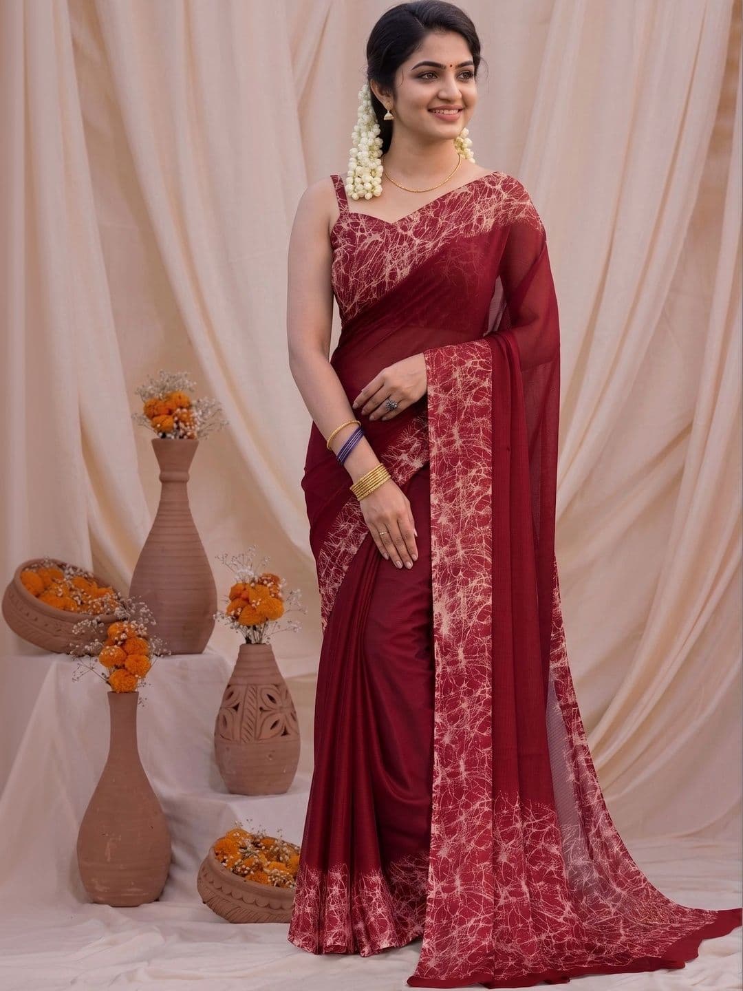 MAGNEITTA Pure Chiffon Designer Saree - view 1