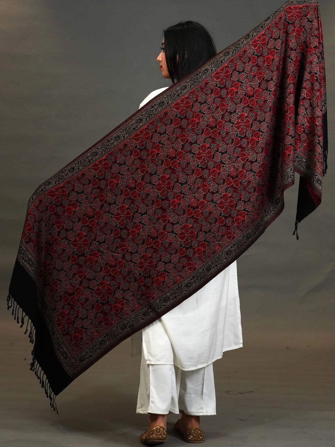 S.T. Women Ethnic Motifs Woven Design Acrylic Shawl thumbnail 2