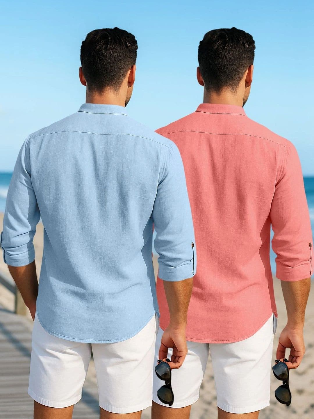 ZBIO Men Pack of 2 Cotton Solid Kurta thumbnail 4