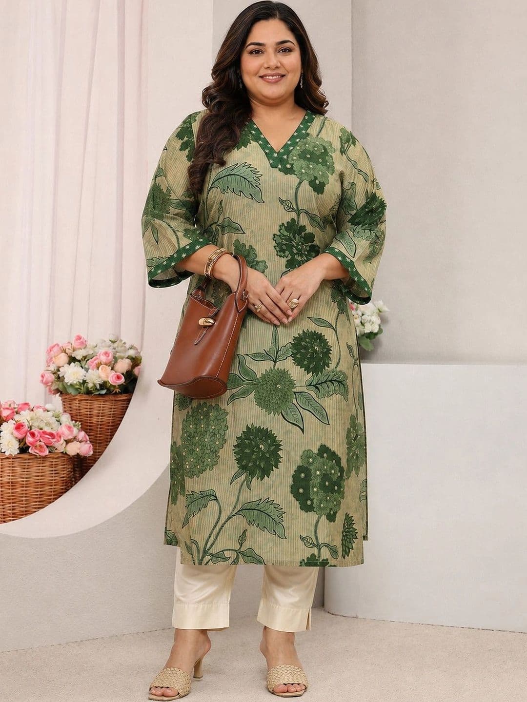 EXTRA LOVE BY LIBAS Women Floral Printed Floral Kurta thumbnail 2