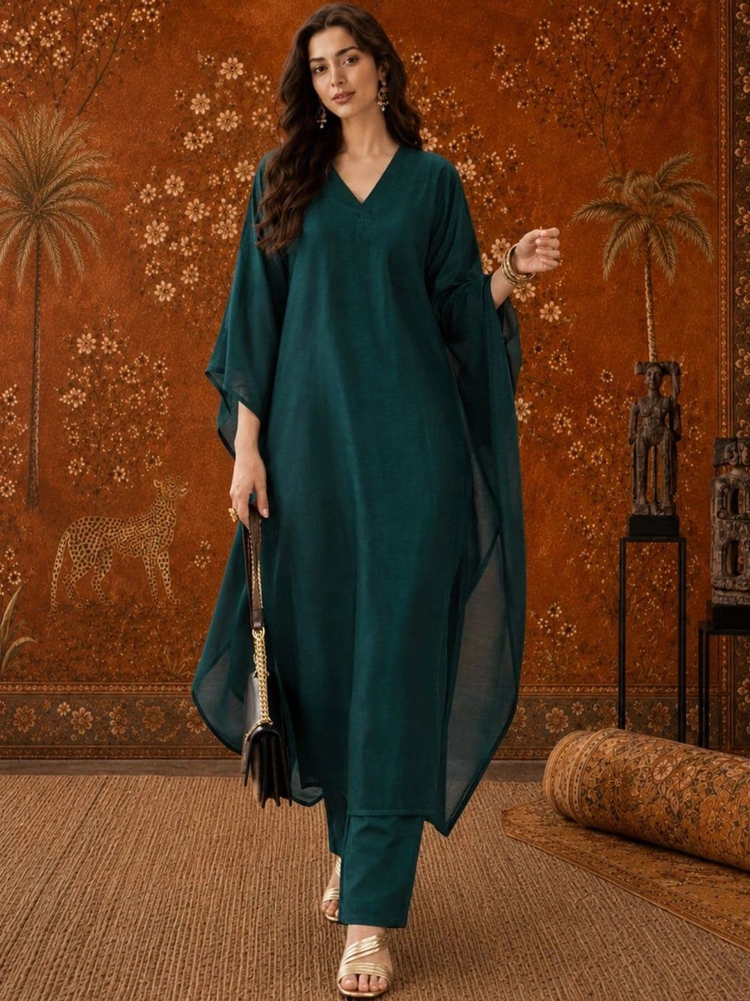 Sangria Women Regular Kurta with Trousers thumbnail 2