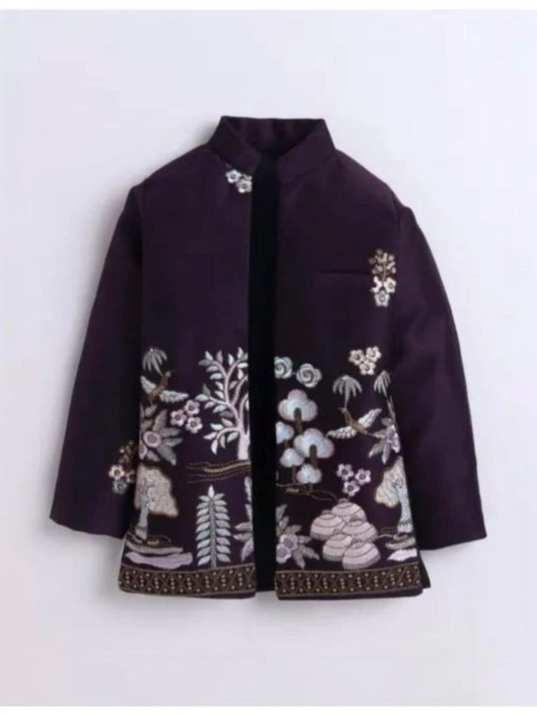 Elite Trend Traders Boys Embroidered Satin Mandarin Collar Neck Sherwani Set thumbnail 2