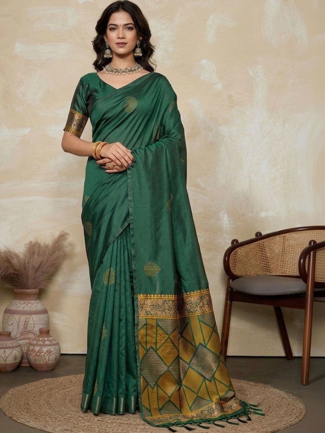 UMANTA Zari Silk Blend Banarasi Saree - view 1