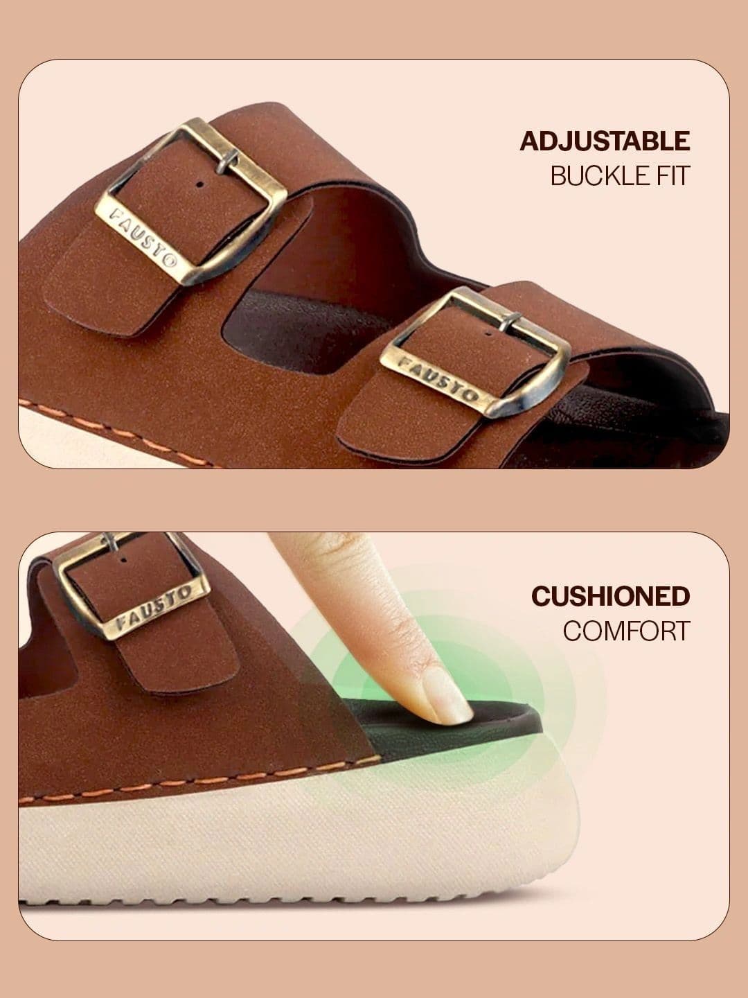 FAUSTO Men Open Toe Buckle Strap Comfort Sandals thumbnail 4