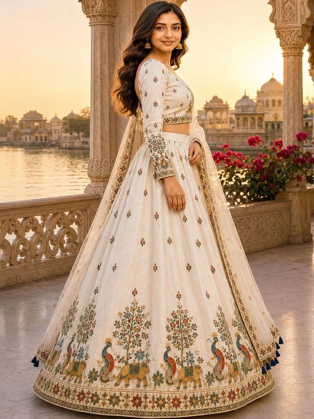 Vrinda Dressse Embroidered Thread Work Ready to Wear Lehenga & Semi-Stitched Blouse Taping thumbnail 5