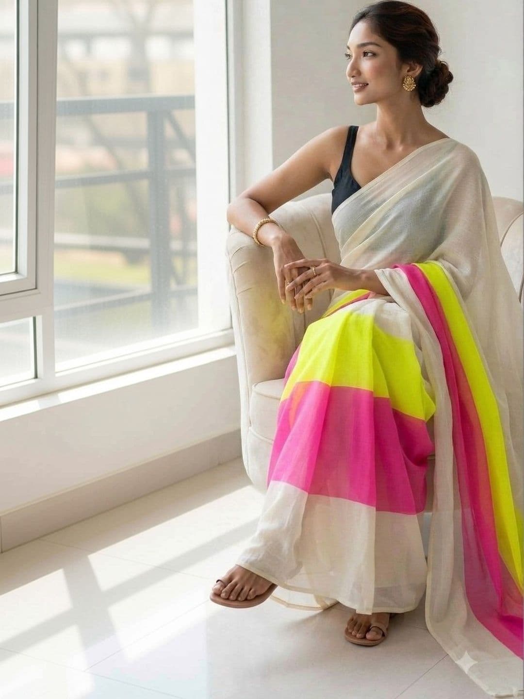 HERE&NOW Poly Georgette Saree thumbnail 3