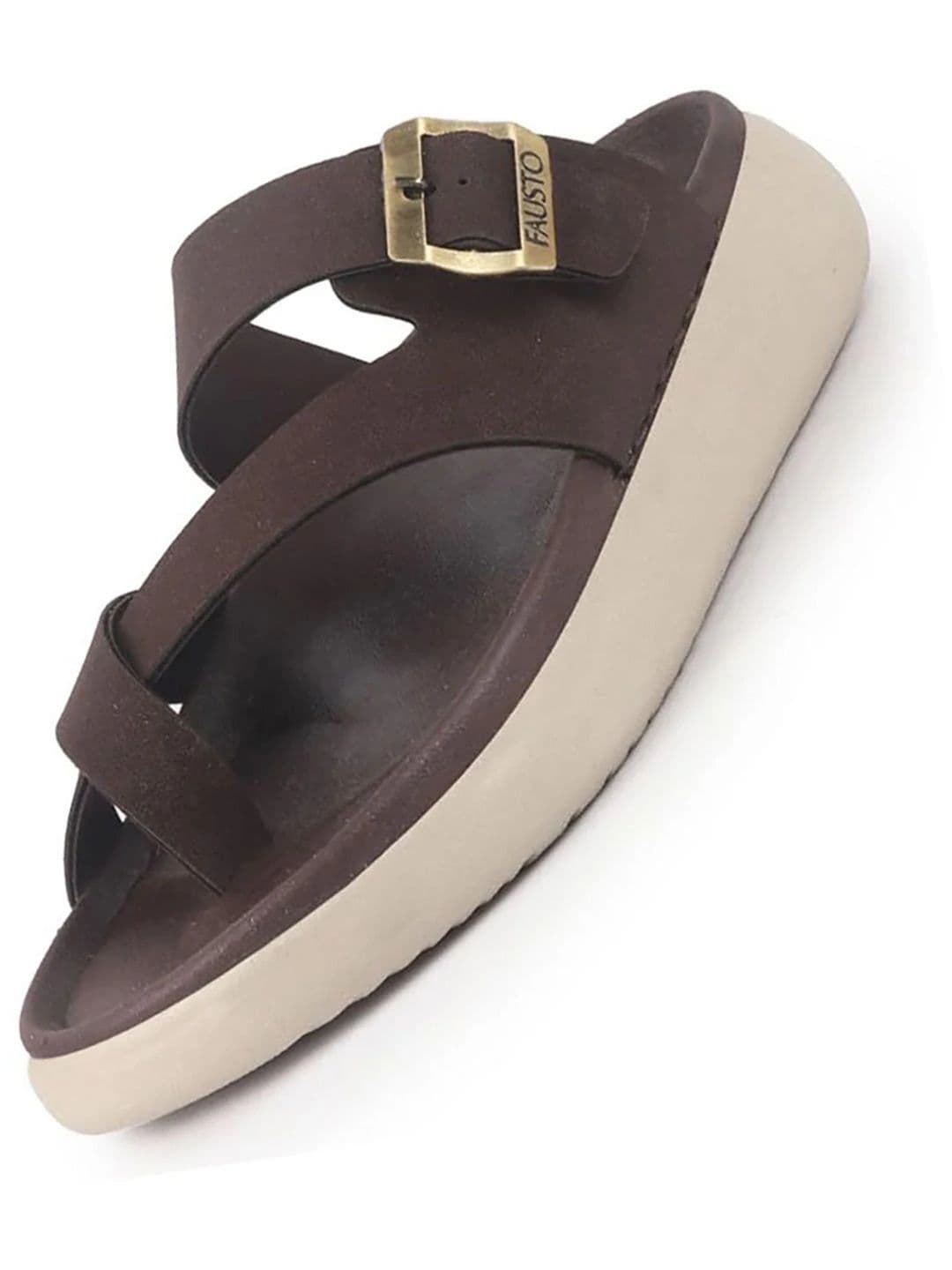 FAUSTO Men Toe Ring Buckle Strap Side Stitched Waterproof Comfort Sandals - view 1