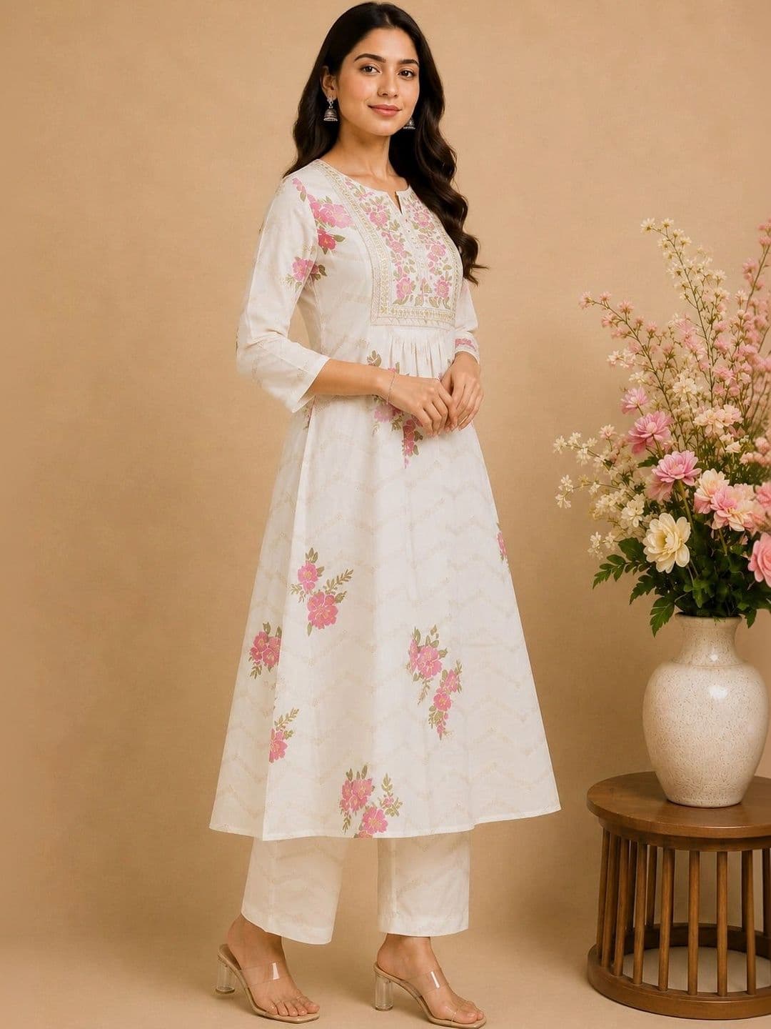 Araaha Women Floral Embroidered Thread Work Floral Kurta thumbnail 6