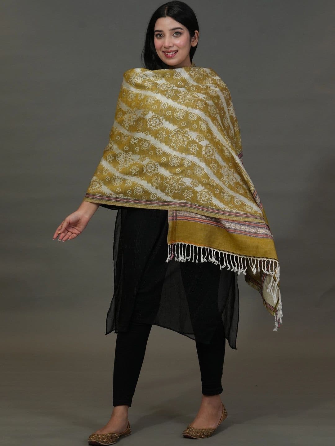 S.T. Women Floral Printed Acrylic Shawl thumbnail 5