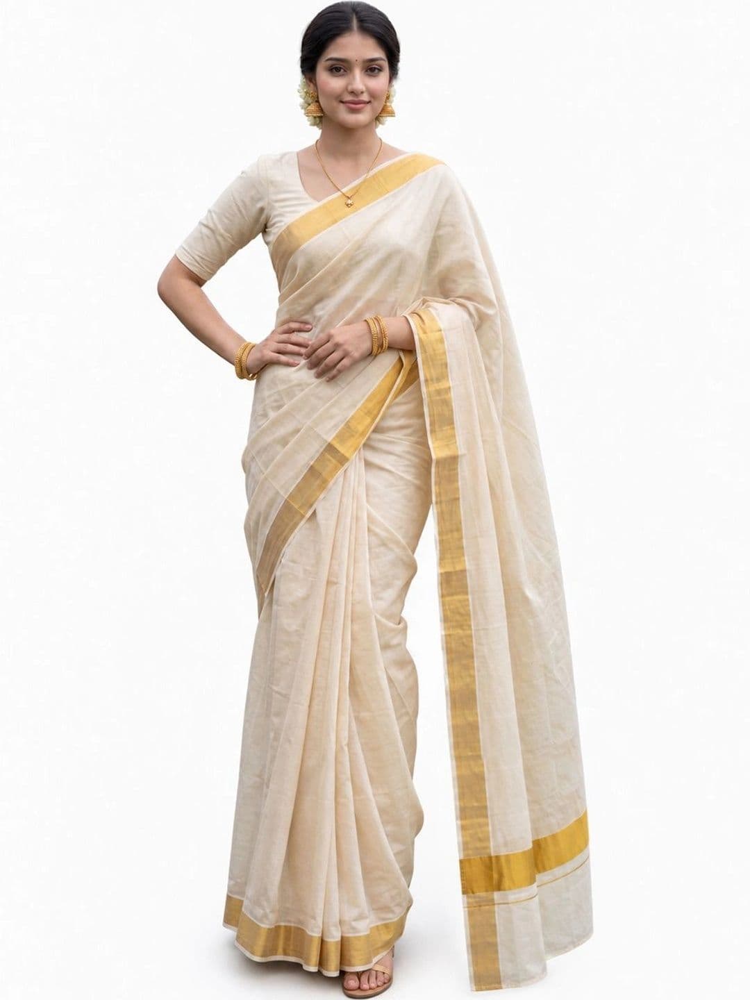 Ramraj Pure Cotton Handloom Kasavu Saree - view 1