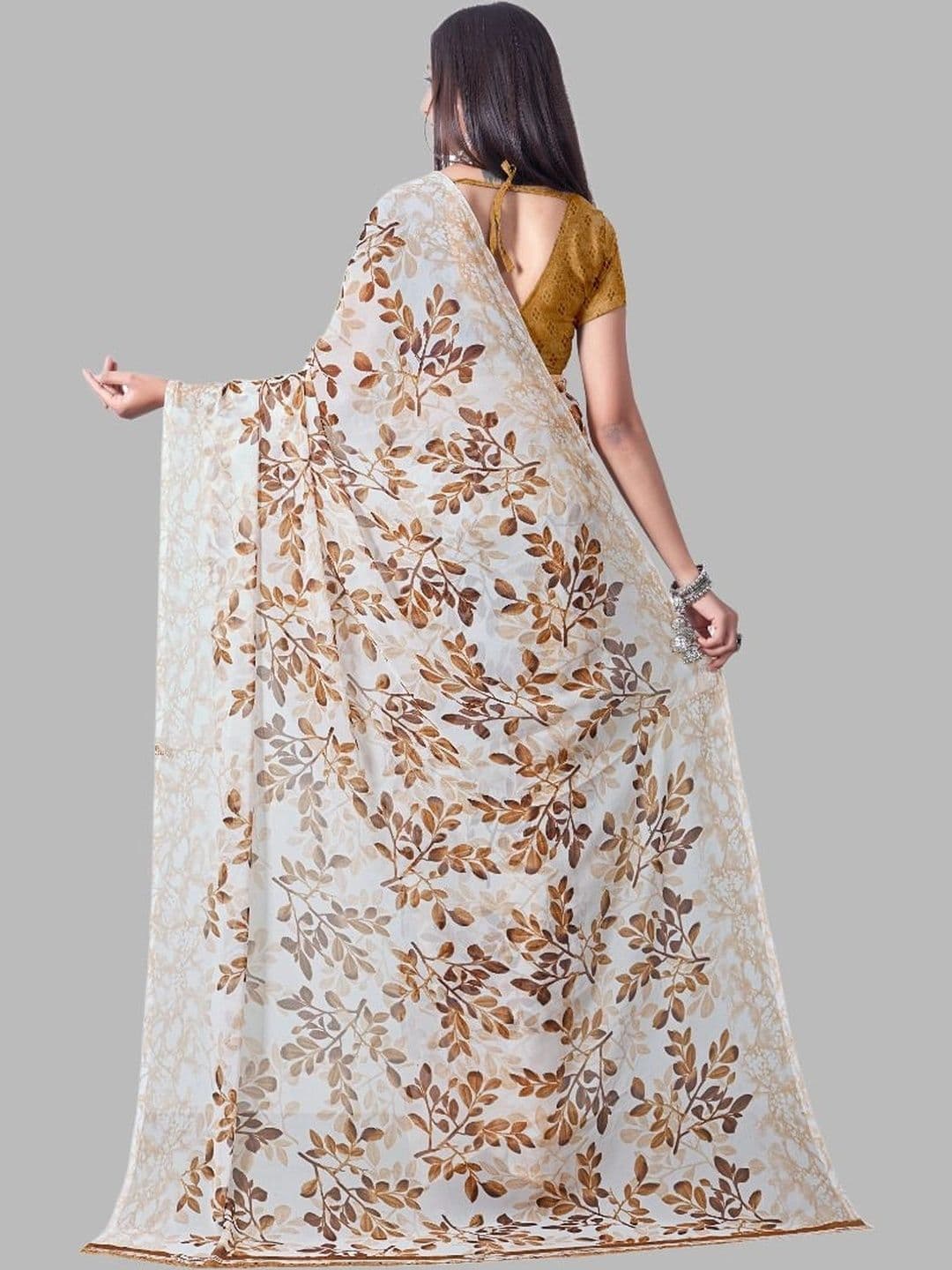 NARIVESH TRENDS Floral Poly Georgette Saree thumbnail 4