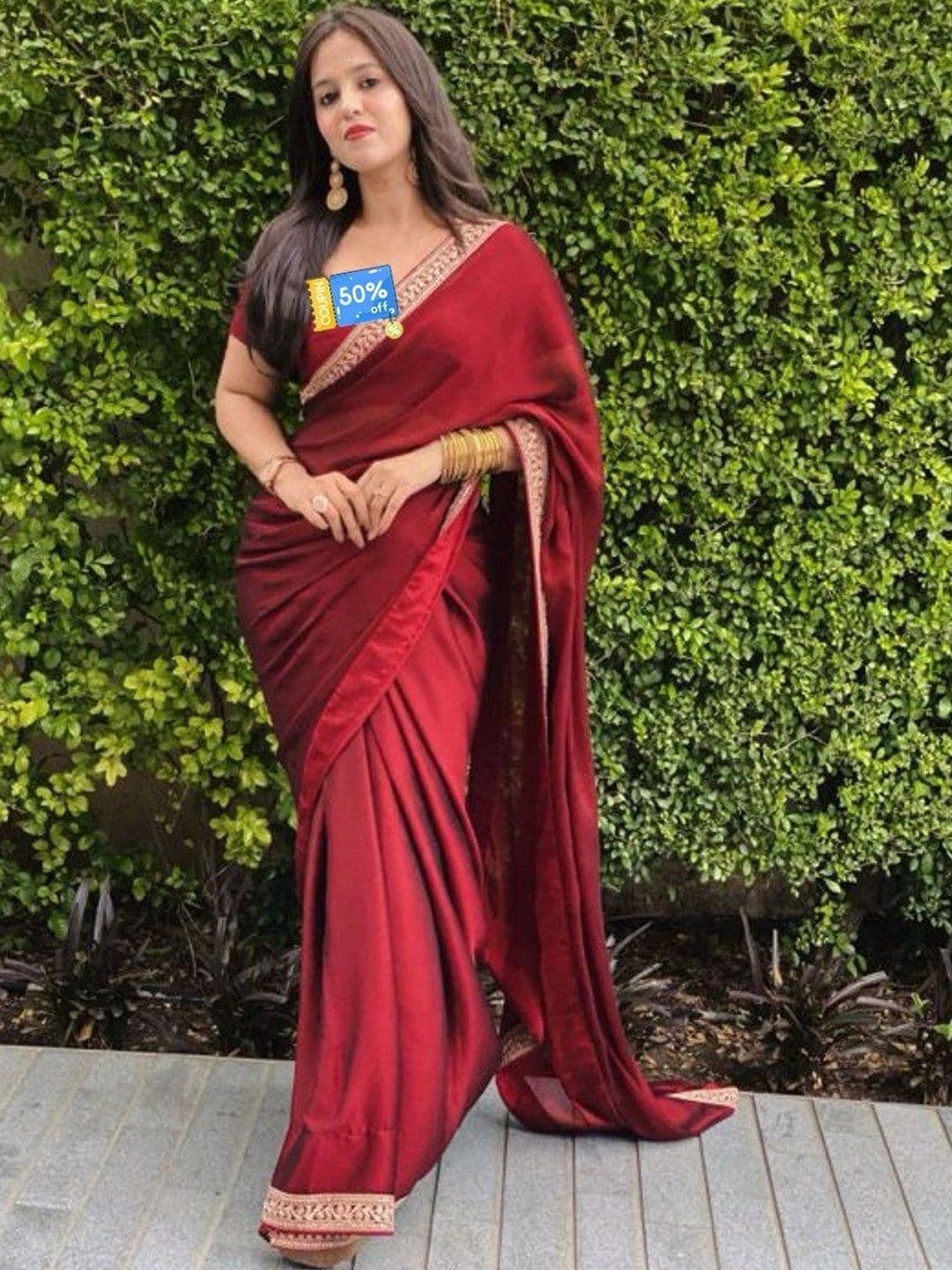 ANJAVI FASHION Women Embroidered Jute Silk Saree - view 1