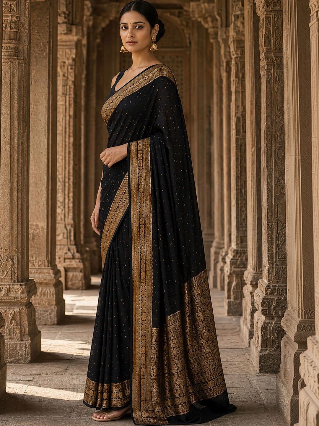 Mitera Woven Design Zari Silk Blend Designer Banarasi Saree thumbnail 4