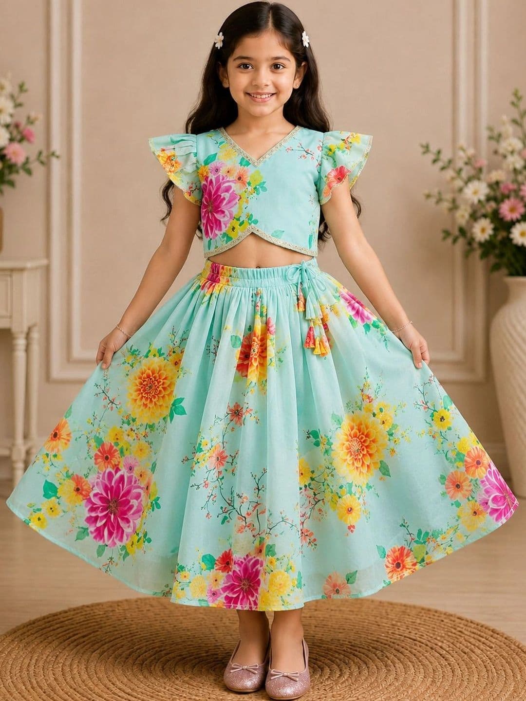 KALINI Girls Printed Ready to Wear Lehenga & - view 1