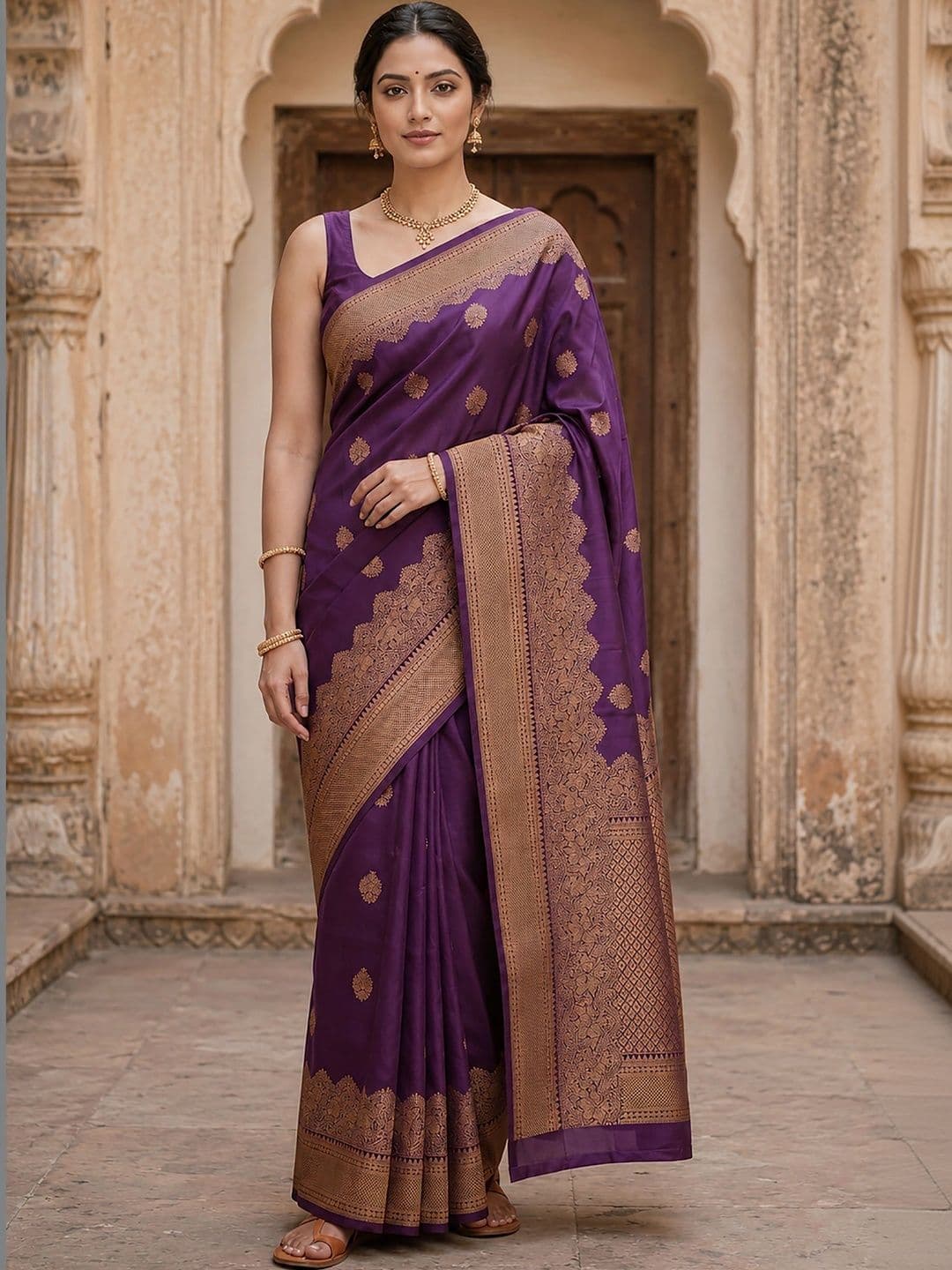 Mitera Woven Design Zari Silk Blend Designer Banarasi Saree - view 1