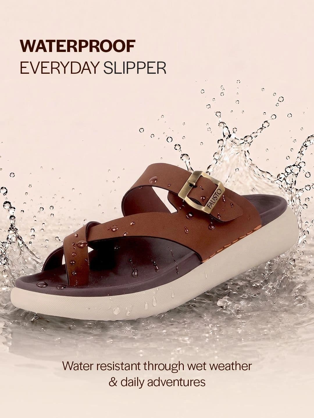 FAUSTO Men Men Toe Ring Buckle Strap Side Stitched Waterproof Sandals thumbnail 6