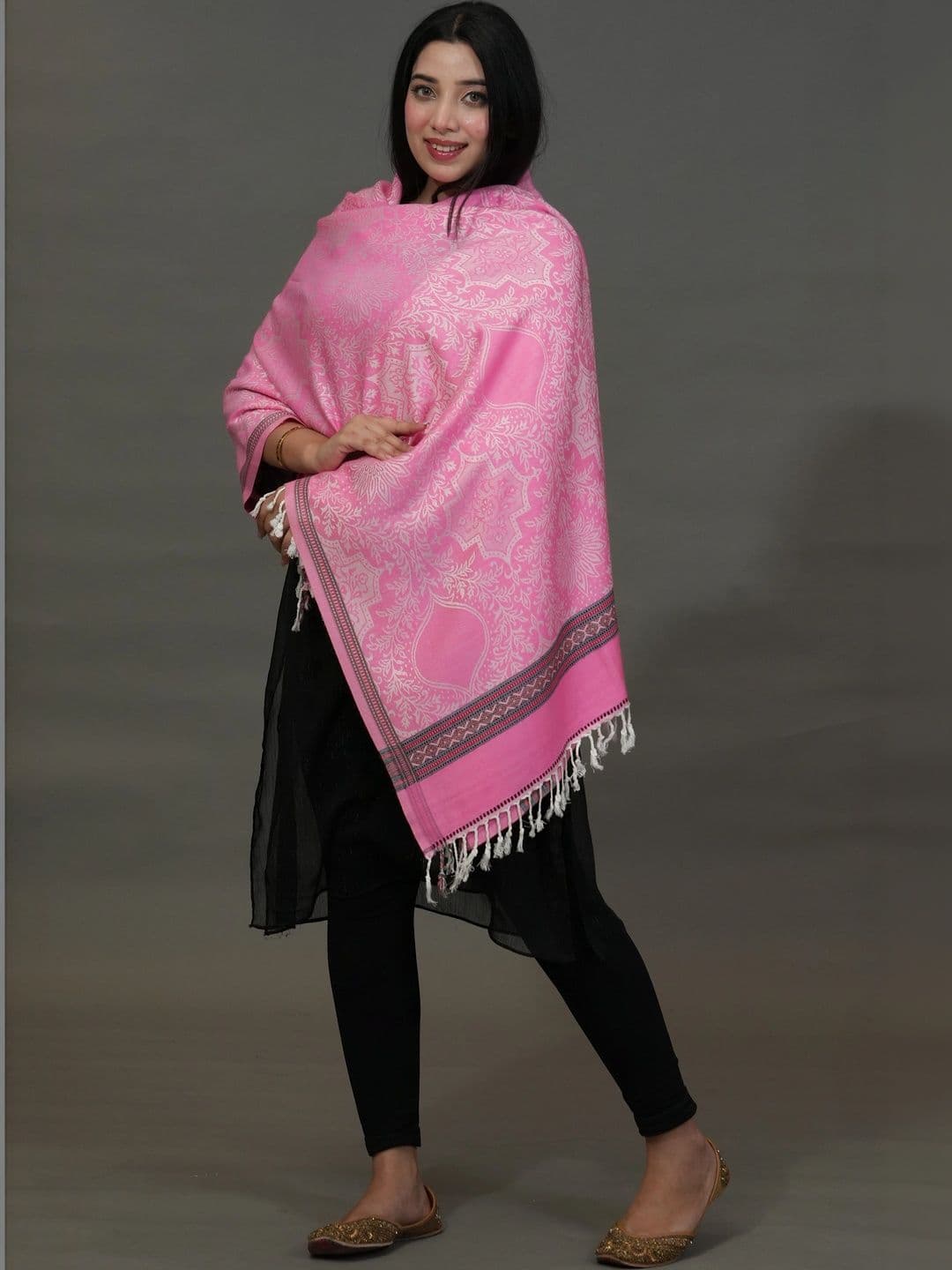 S.T. Women Ethnic Motifs Woven Design Acrylic Shawl thumbnail 3