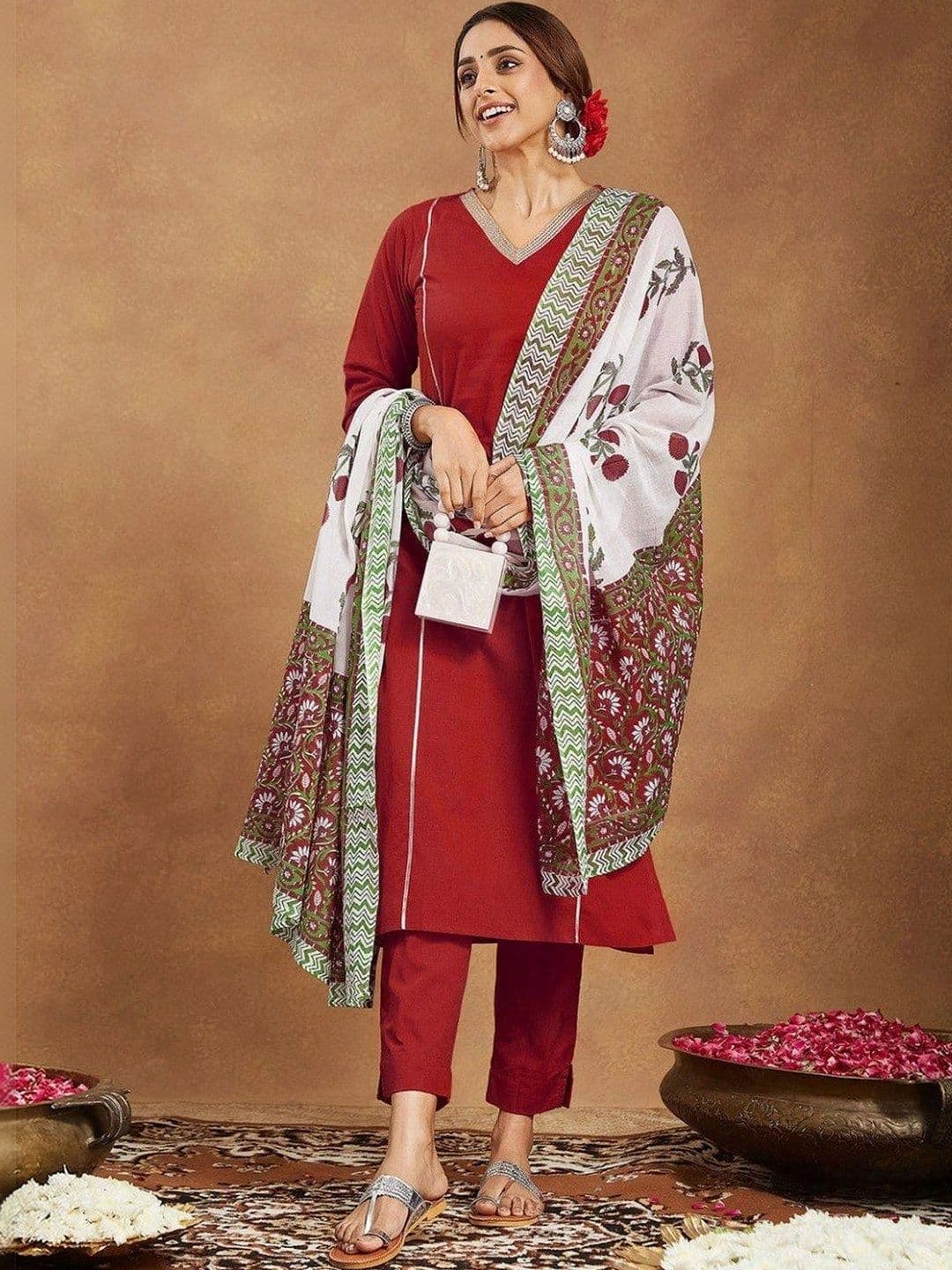Trendy Kart2 Women Floral Regular Kurta with Trousers & With Dupatta - view 1