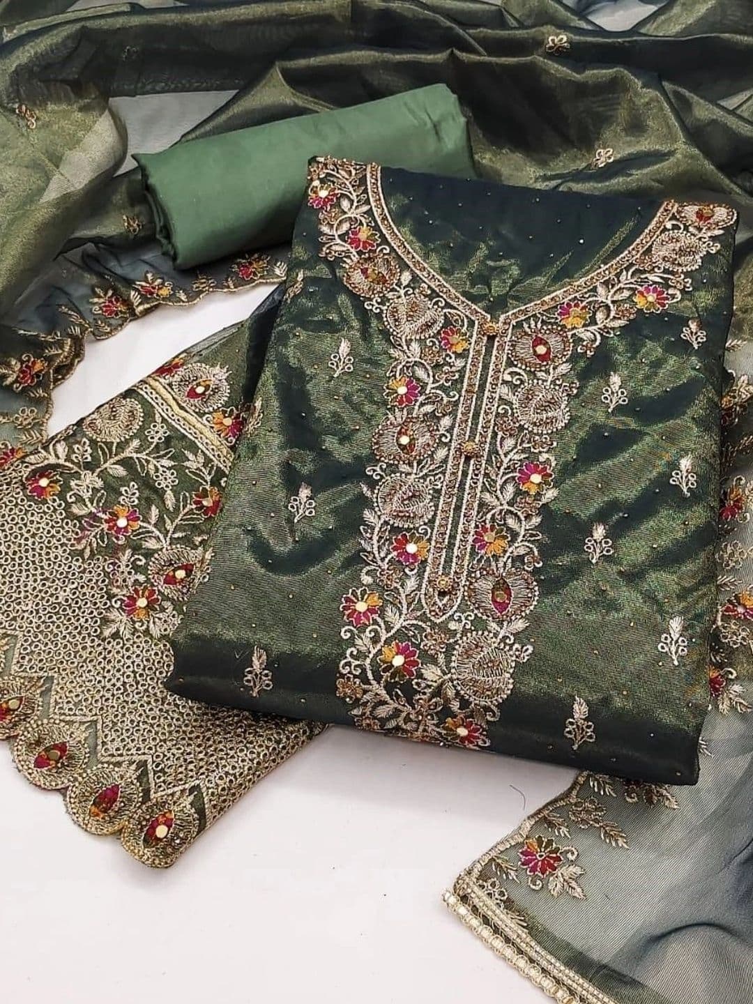Deekay embrotex Embroidered Art Silk Unstitched Dress Material - view 1