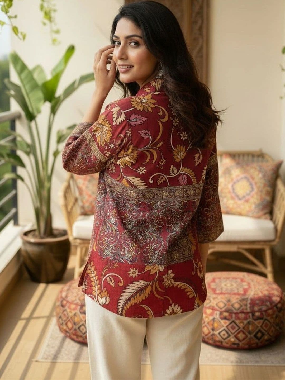 Anouk Paisley Printed Shirt Collar Pure Cotton Blend Kurti thumbnail 4