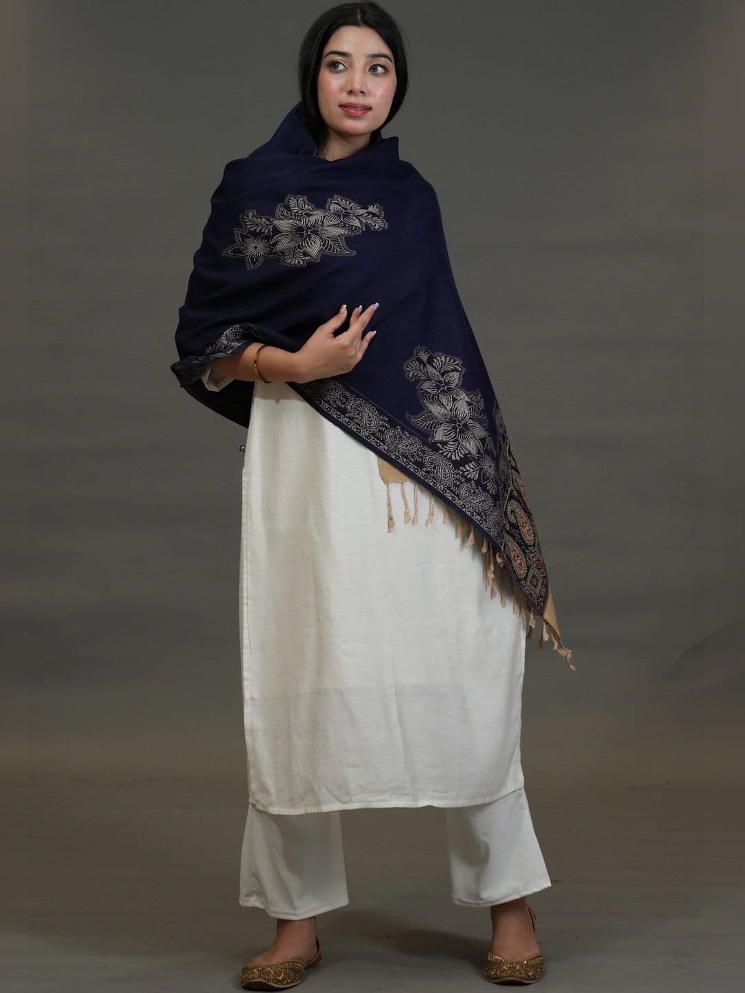 S.T. Women Ethnic Motifs Woven Design Acrylic Shawl thumbnail 3