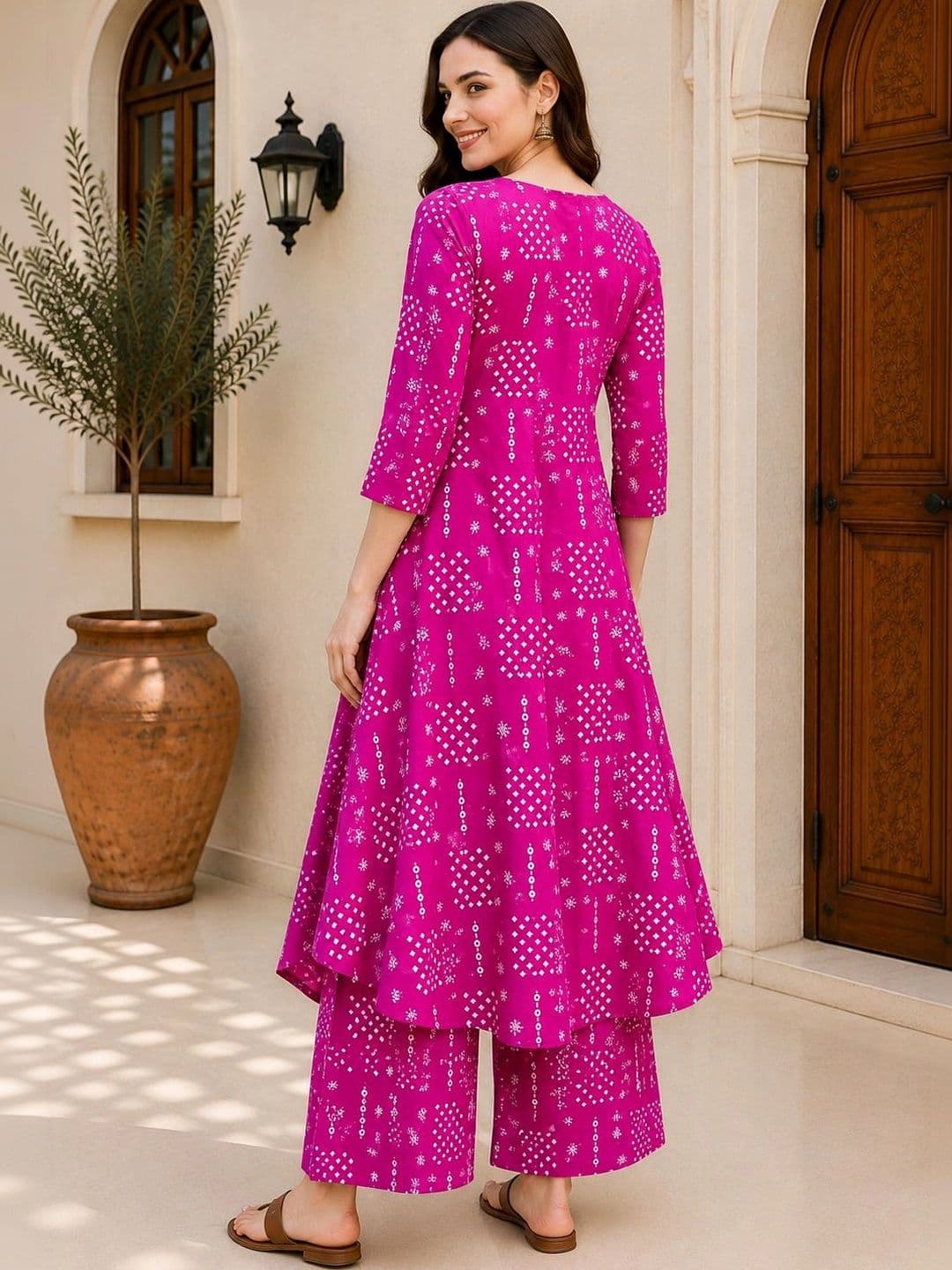 DSK STUDIO Women Ethnic Motifs Printed Regular Kurta with Palazzos thumbnail 4