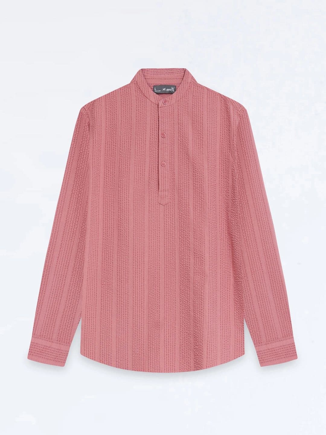 StitchX Men Seersucker Band Collar Pure Cotton Striped Kurta Shirt thumbnail 7