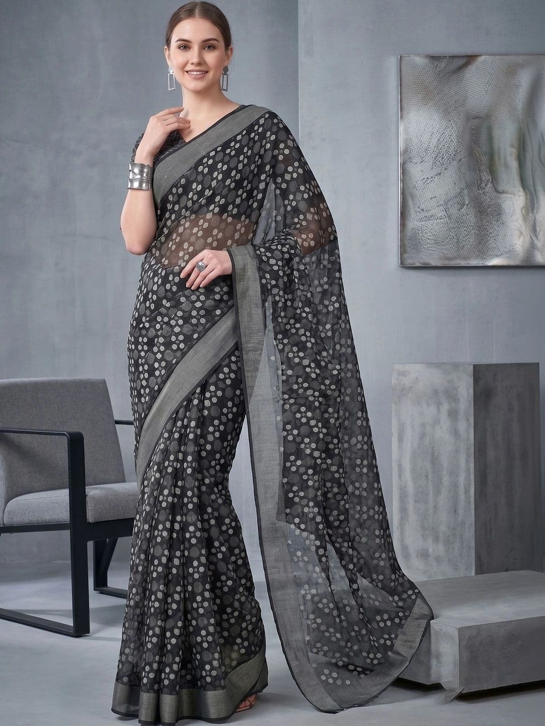 elora Dabu Fusion Chanderi Saree - view 1