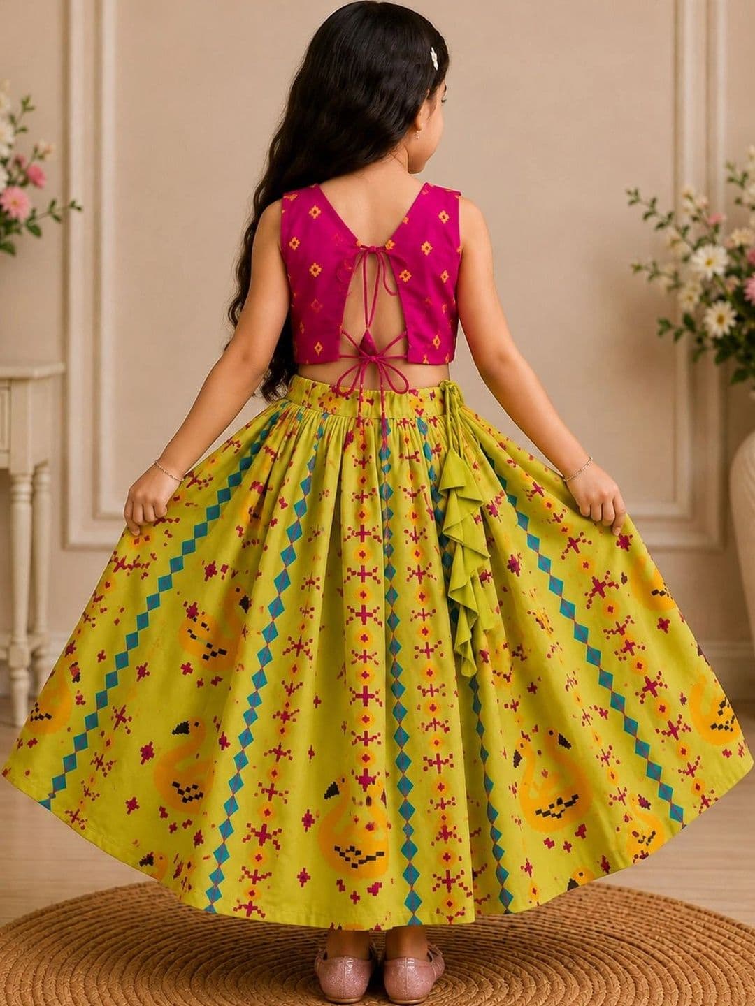 KALINI Girls Printed Ready to Wear Lehenga & thumbnail 2