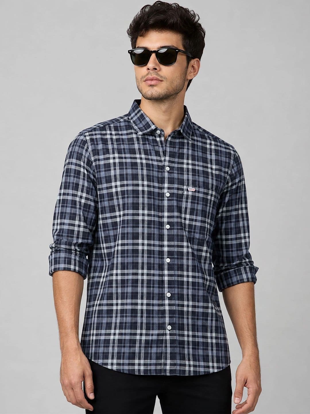 U.S. PITCHERS Men Modern Slim Fit Checked Casual Shirt - view 1