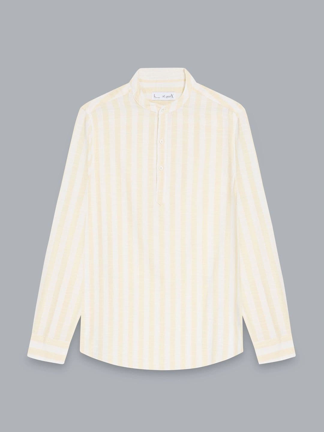 StitchX Men's Pure Cotton Striped Mandarin Collar Kurta Shirt thumbnail 4