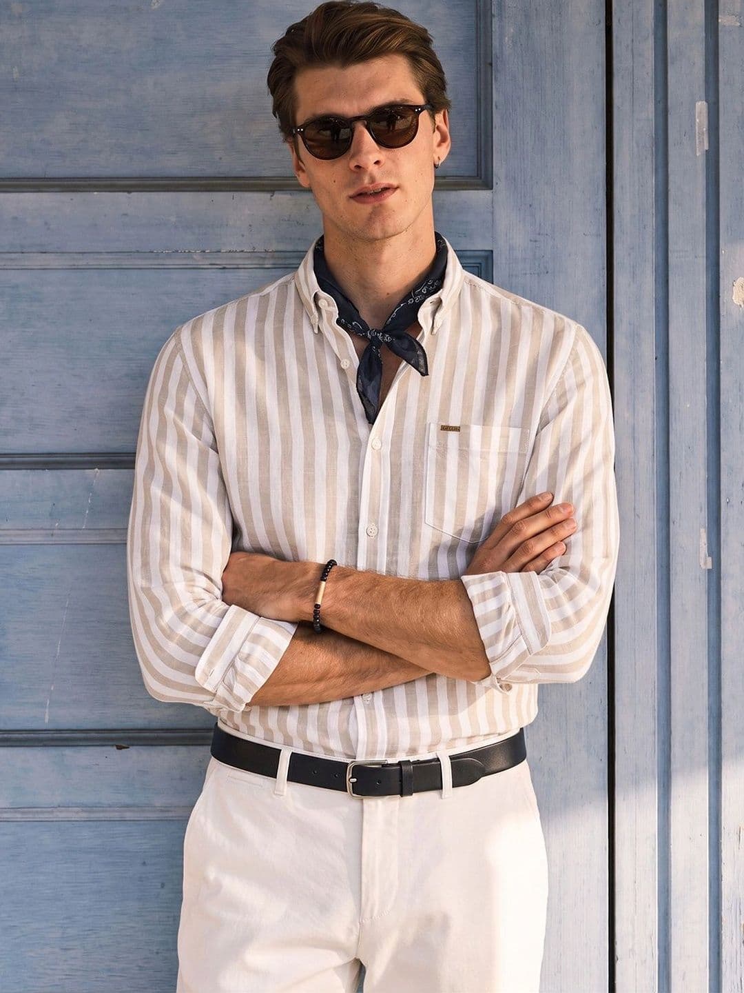 The Indian Garage Co Men Slim Fit Striped Casual Shirt thumbnail 3
