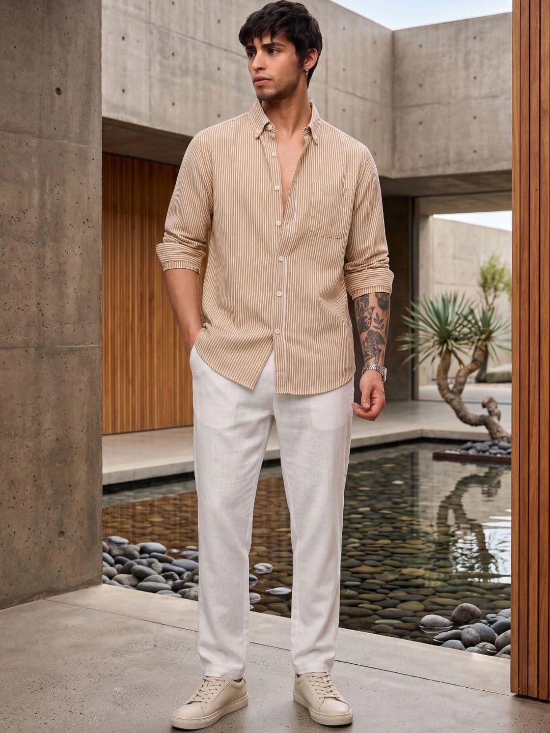 HENSHIKA Men Standard Striped Casual Shirt thumbnail 5