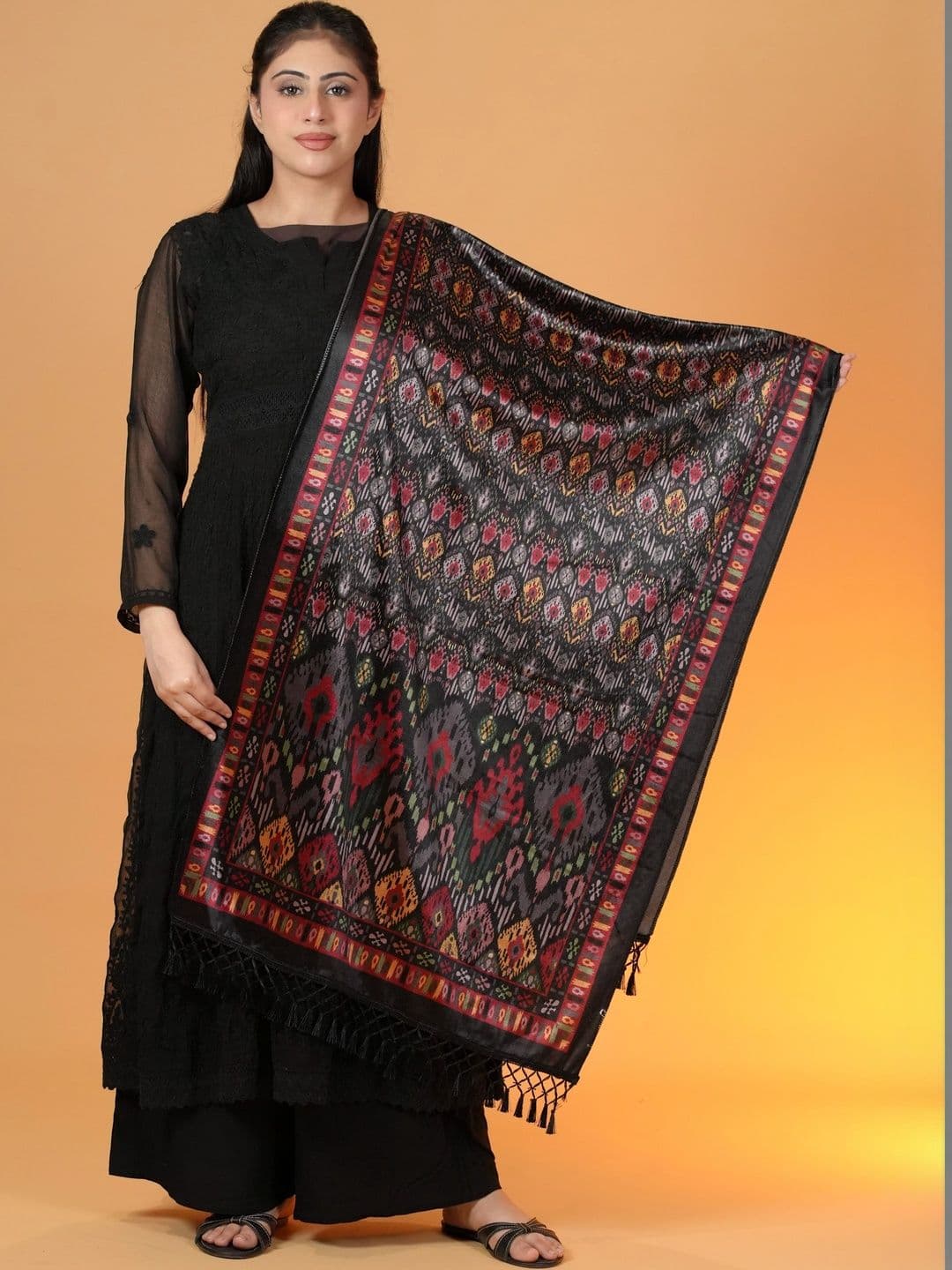 SHIFNEEN Women Ethnic Motifs Printed Velvet Shawl - view 1