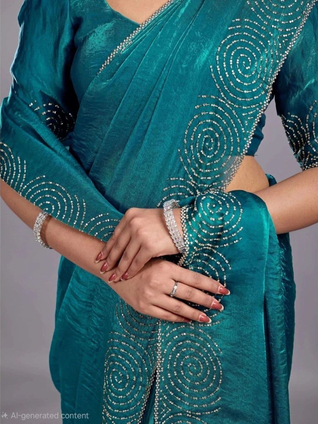 shreevali creation Embellished Satin Saree thumbnail 3