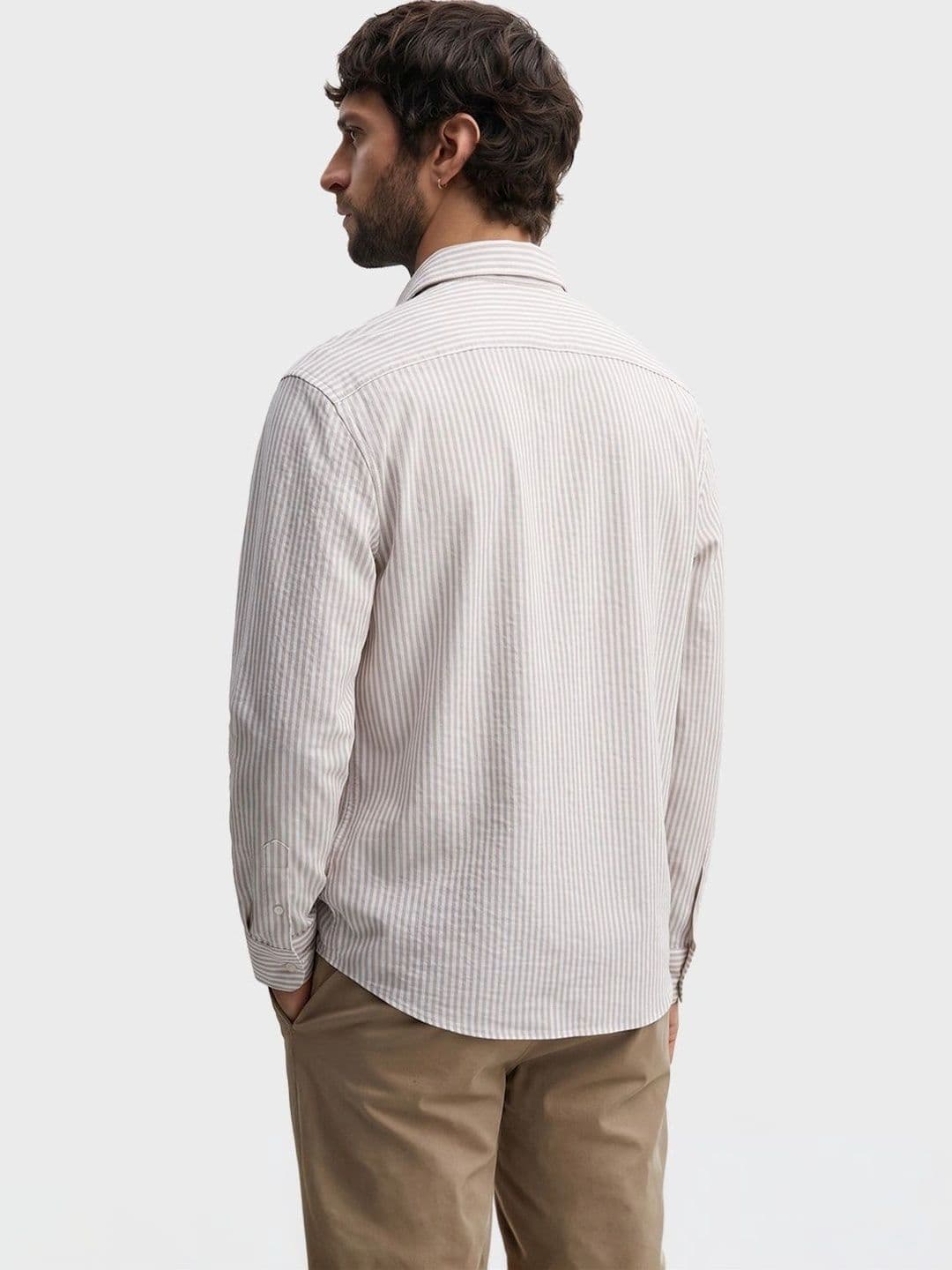 The Indian Garage Co Men Slim Fit Striped Casual Shirt thumbnail 4