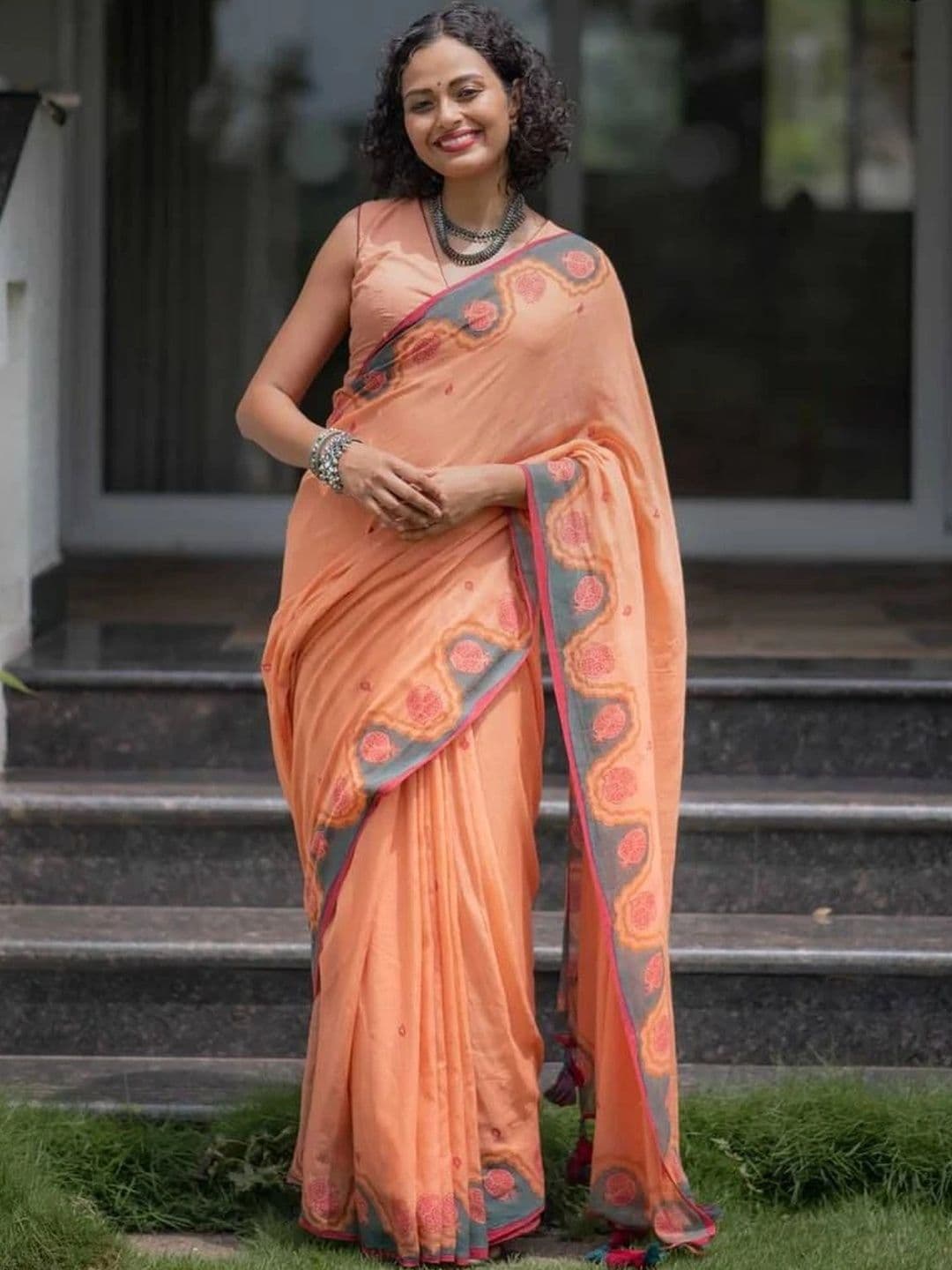 saneria silk Linen Blend Sambalpuri Saree - view 1
