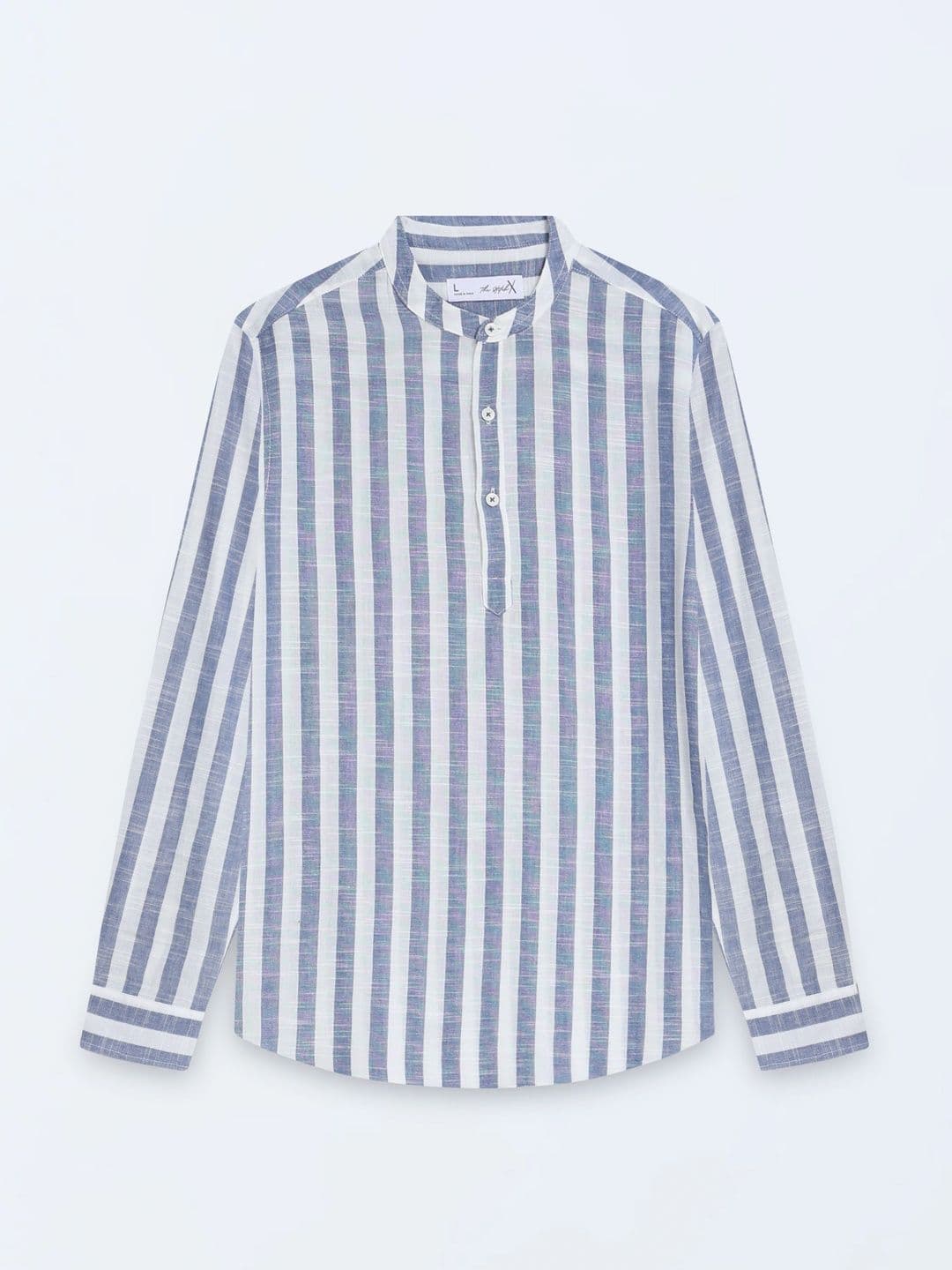 StitchX Men's Pure Cotton Striped Mandarin Collar Kurta Shirt thumbnail 5