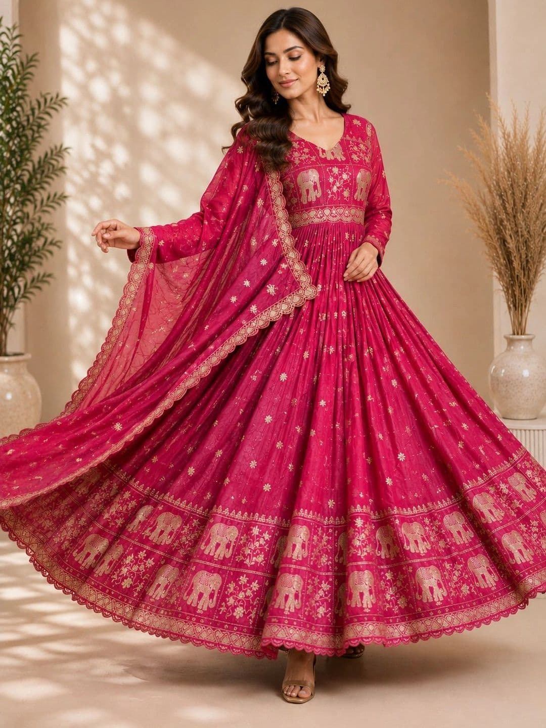 Moda Rapido Women Ethnic Motifs Embroidered Empire Kurta With Dupatta thumbnail 3