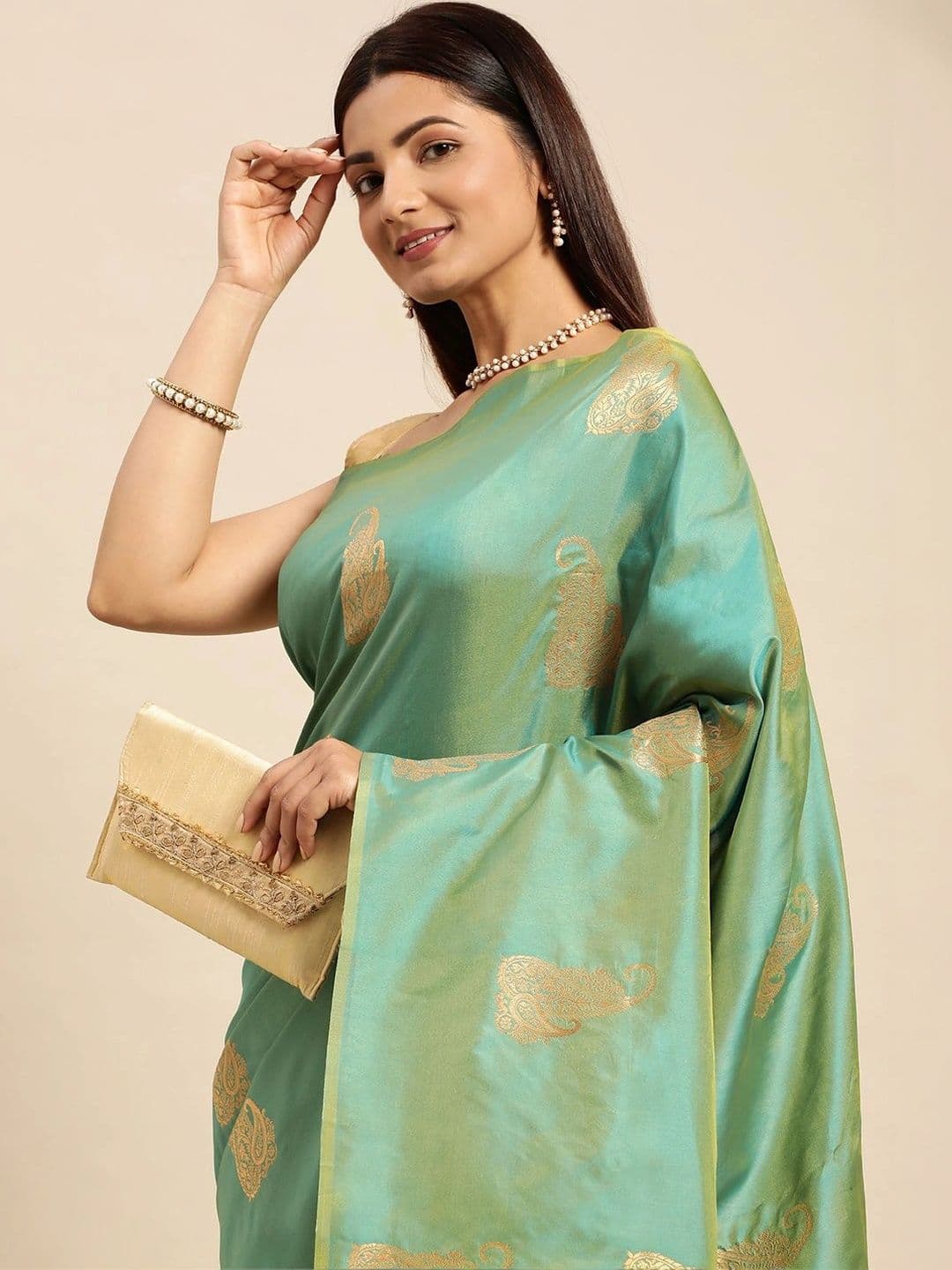 Dhaaga Ghar Women Woven Design Zari Art Silk Banarasi Saree thumbnail 2