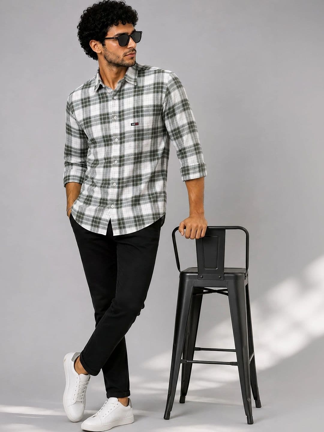 U.S. PITCHERS Men Modern Slim Fit Tartan Checks Checked Casual Shirt thumbnail 2