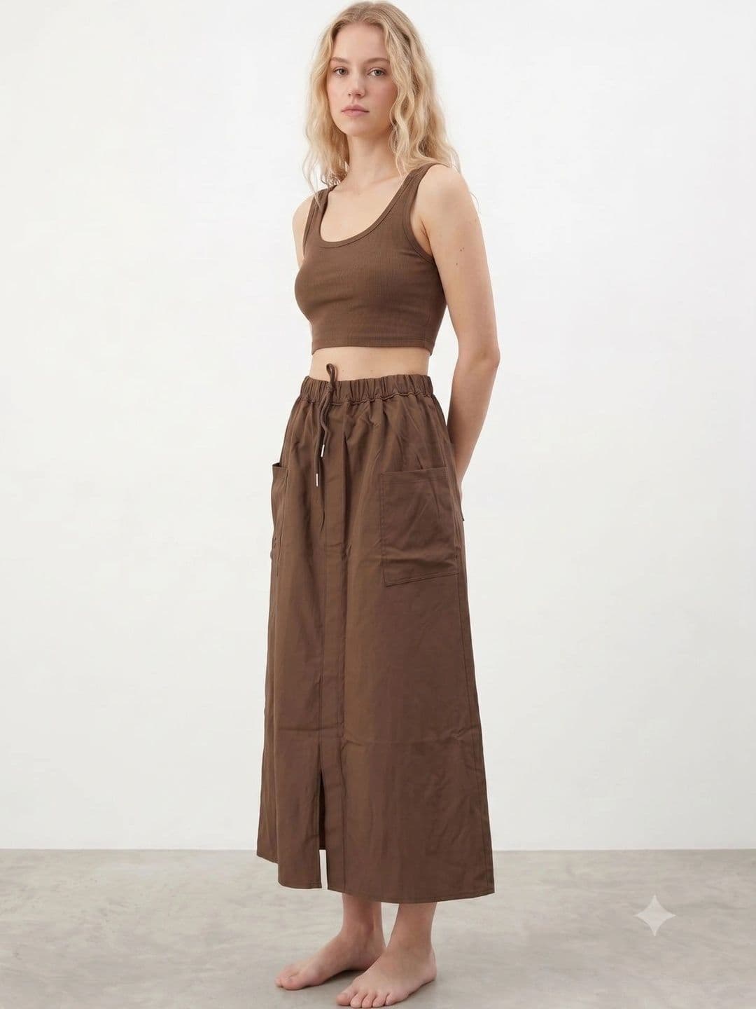 Bluejam Women Satin Sleek Utility Front Slit Midi A-Line Skirt thumbnail 4