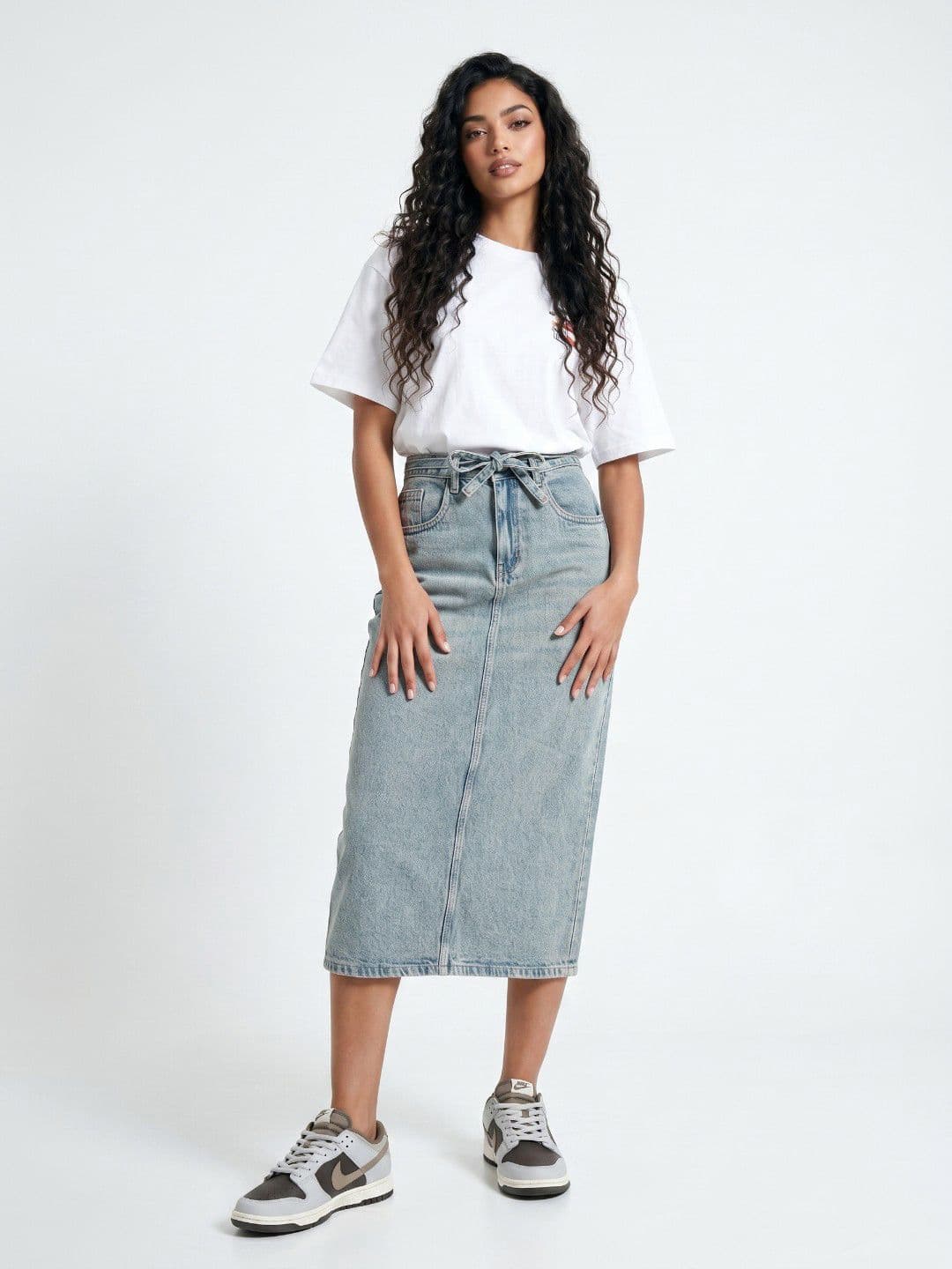 glitchez Women Straight Fit Back Slit Midi Skirt thumbnail 5
