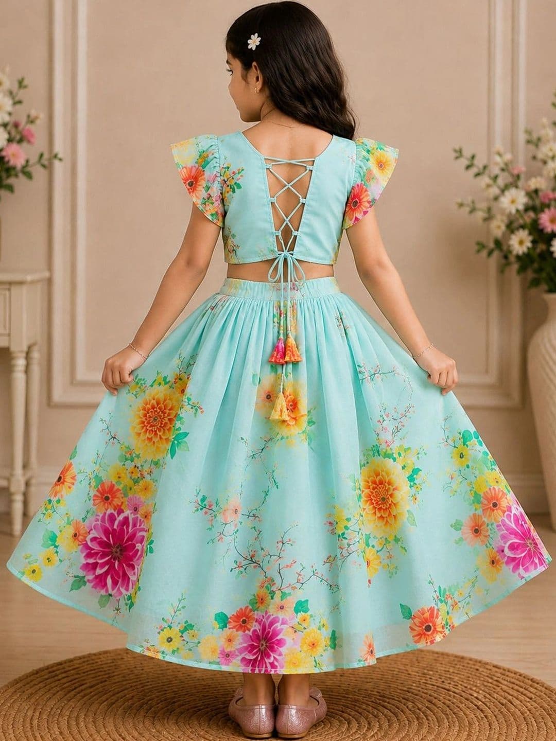 KALINI Girls Printed Ready to Wear Lehenga & thumbnail 5