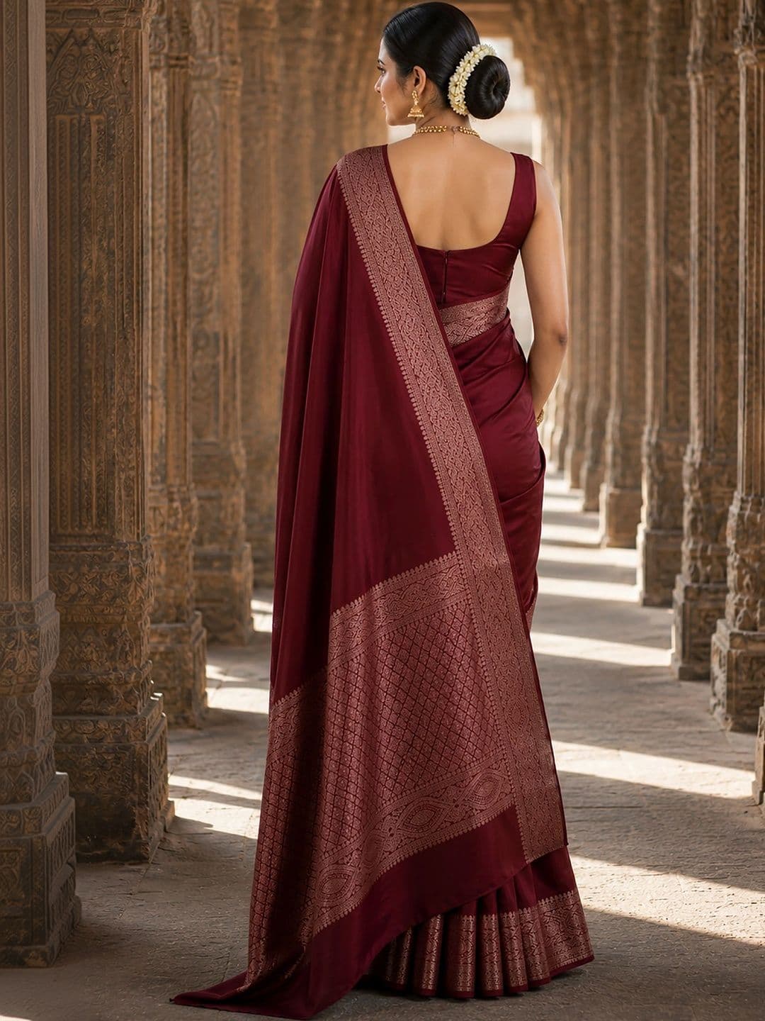 Mitera Woven Design Zari Silk Blend Designer Banarasi Saree thumbnail 3
