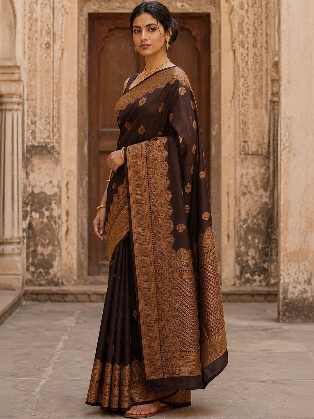 Mitera Woven Design Zari Silk Blend Designer Banarasi Saree thumbnail 2