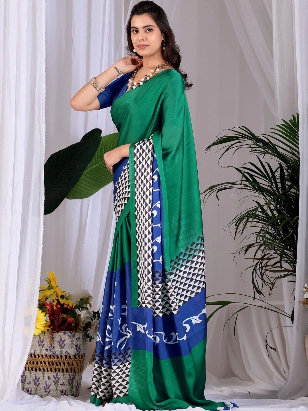 Mitera Satin Designer Saree thumbnail 3