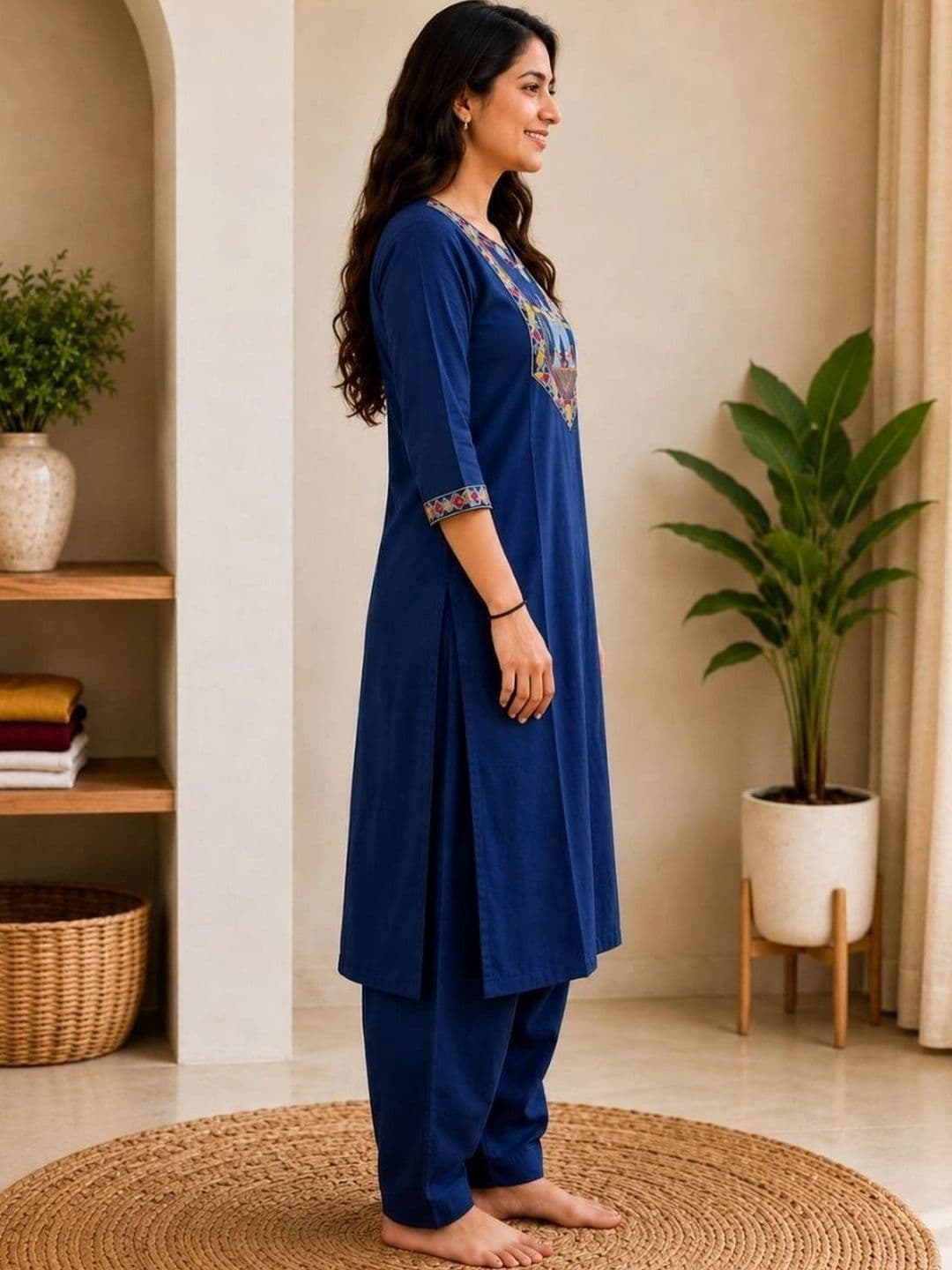 RAMRUT Women Ethnic Motifs Embroidered Regular Thread Work Kurta with Patiala thumbnail 3